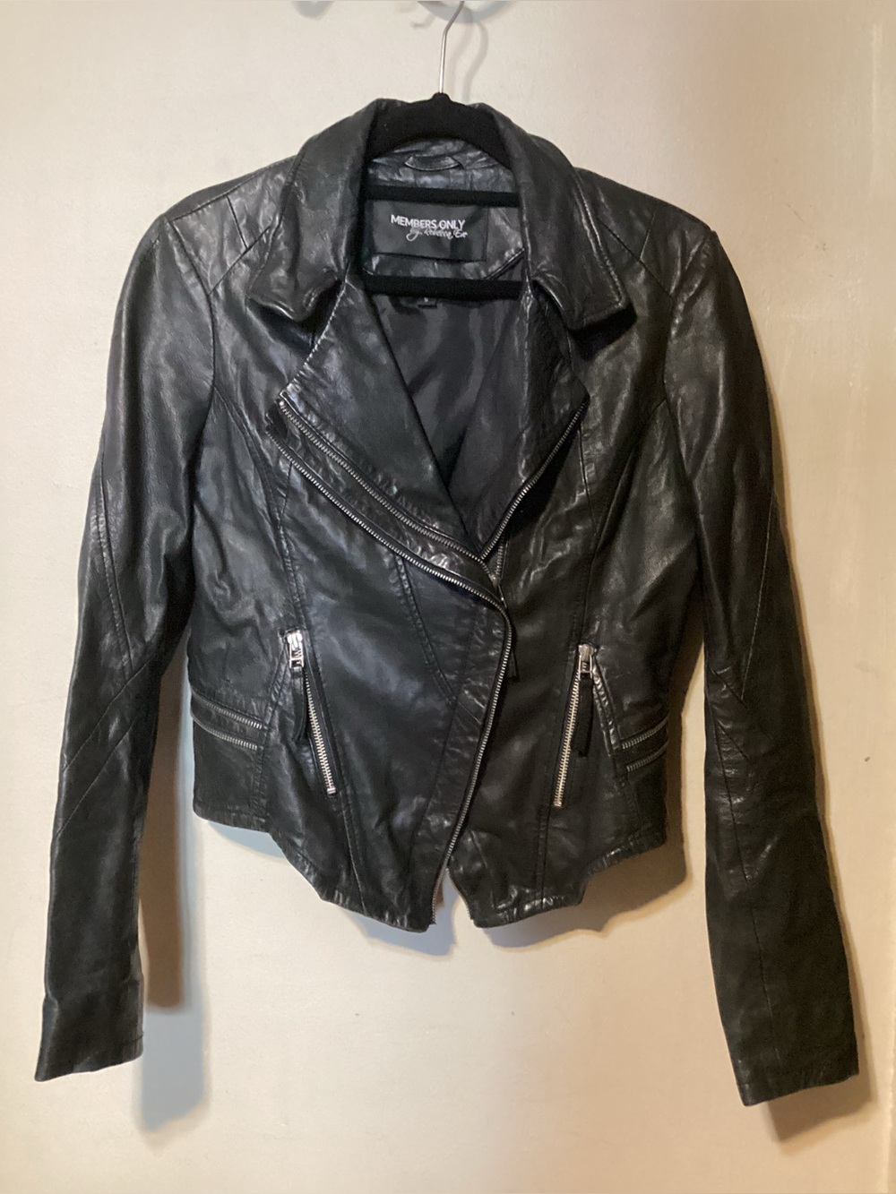 Members Only Rebecca Eve Women's Black Genuine Leather  Moto Jacket Size S